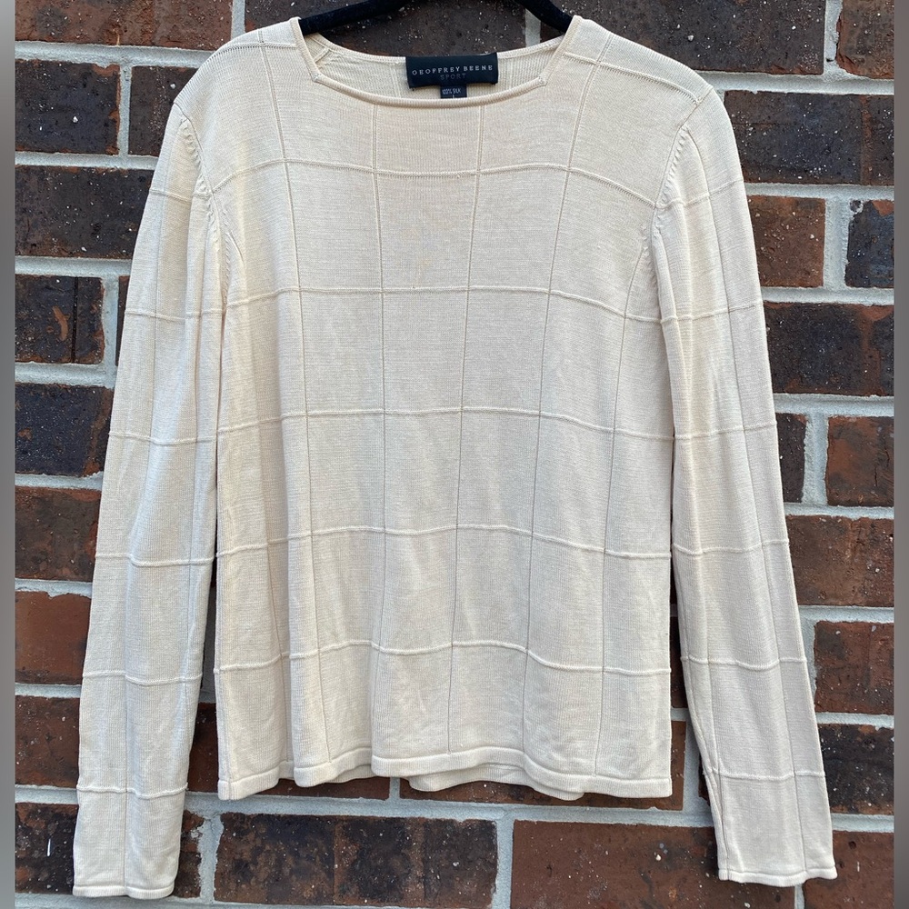 Beige 100% Silk Sweater, Size Large
